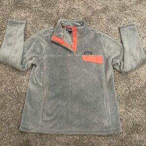 Patagonia Re-Tool Snap-T Pullover Women's XL Gray Polartec Fleece Pocket Sweater